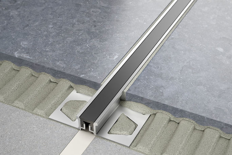 Schluter® DILEX-KSN surface movement joint profile with replaceable rubber insert