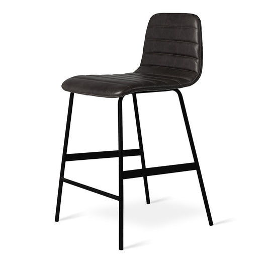 Gus* Modern LECTURE Saddle Black leather counter stool