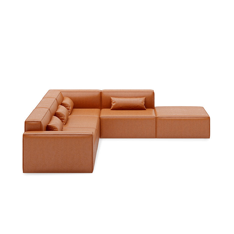 Gus* Modern MIX MODULAR 5PC Sectional | Right - Vegan Appleskin Leather Cognac