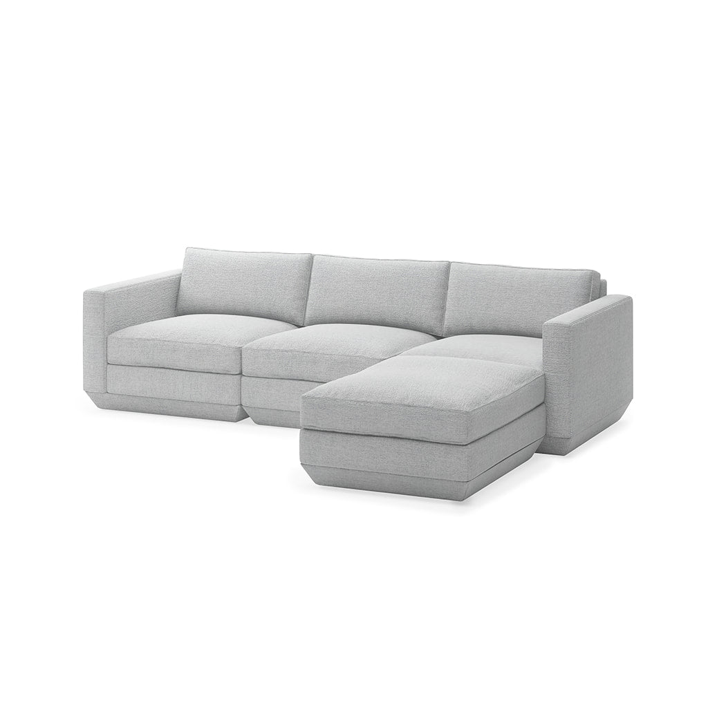 Gus* Modern PODIUM 4PC Sectional | Right - Bayview Silver