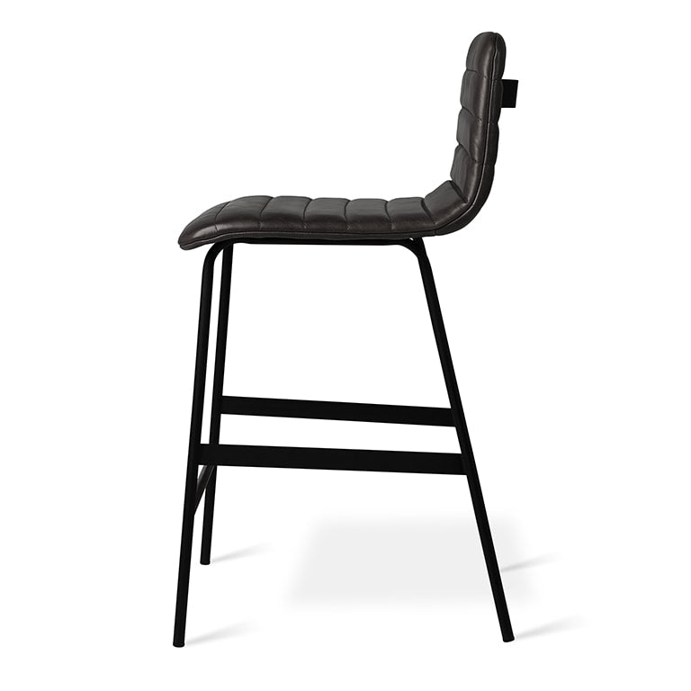 Gus* Modern LECTURE Saddle Black leather counter stool