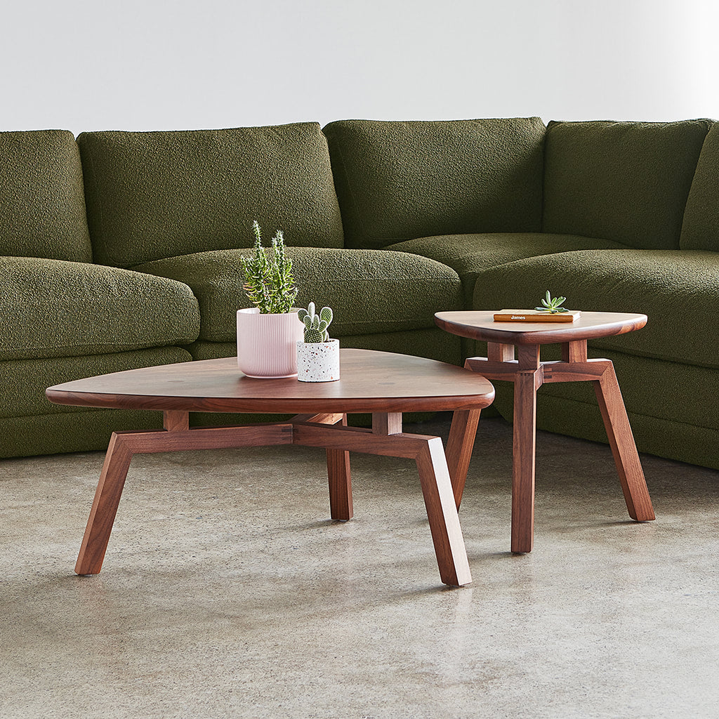 Gus* Modern SOLANA Natural Walnut triangular coffee table