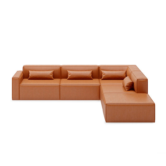 Gus* Modern MIX MODULAR 5PC Sectional | Right - Vegan Appleskin Leather Cognac