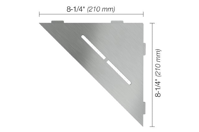 Schluter® PURE Stainless SHELF-E triangular shelf for tiled walls