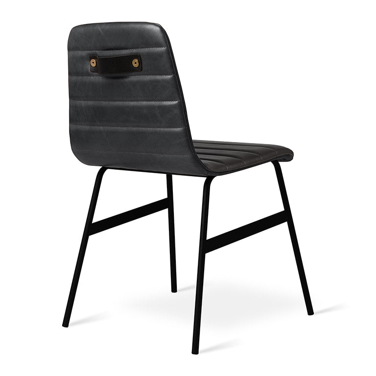 Gus* Modern LECTURE Saddle Black leather dining chair