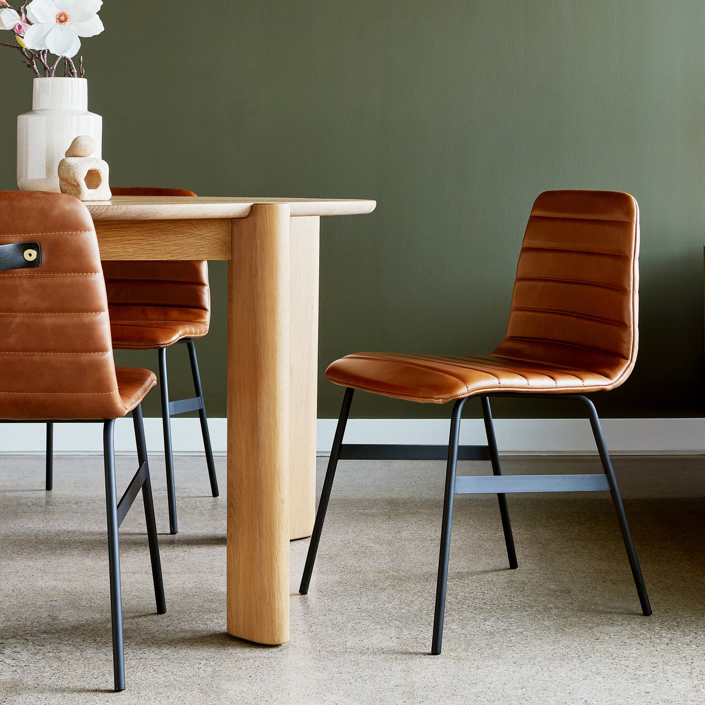 Gus* Modern LECTURE Saddle Brown leather dining chair