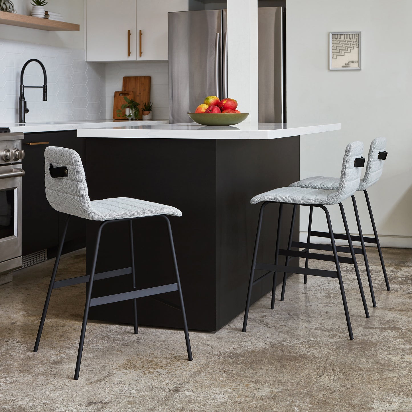 Gus* Modern LECTURE pixel truffle upholstered counter stool