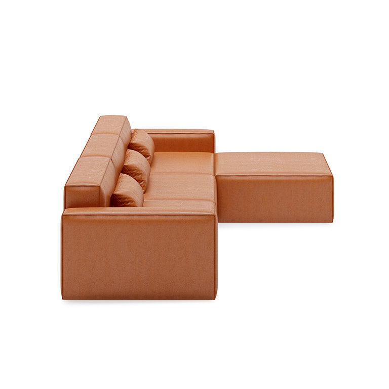 Gus* Modern MIX MODULAR Vegan Appleskin Leather Cognac 4pc sectional