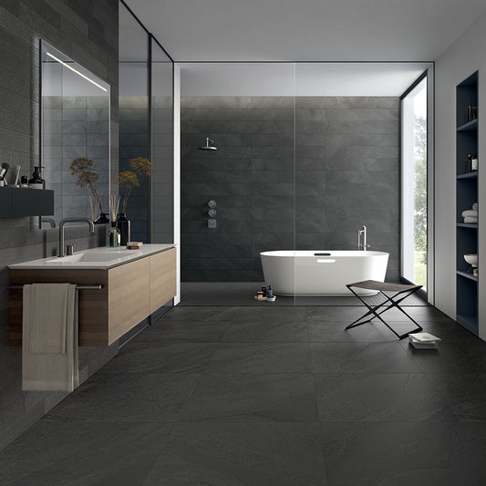 NUANCES Anthracite 24 x 24 natural porcelain wall / floor tile