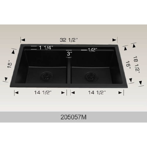 Bosco GRANITE SERIES two equal bowl dual mount granite composite kitchen sink