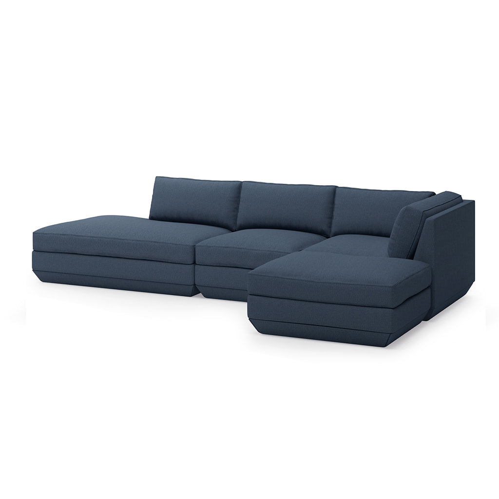 Gus* Modern PODIUM 4PC Lounge Sectional B | Right - Hanson Navy