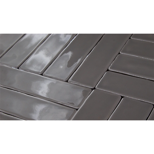 CANDLESTICK Deep Grey 2 x 10 glossy wall tile