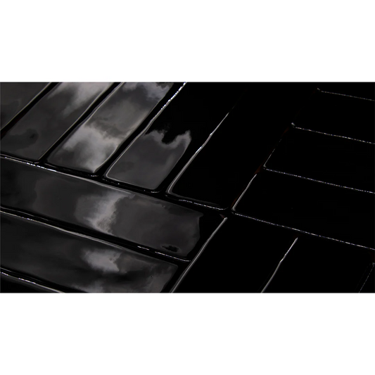 CANDLESTICK Black 2 x 10 glossy wall tile