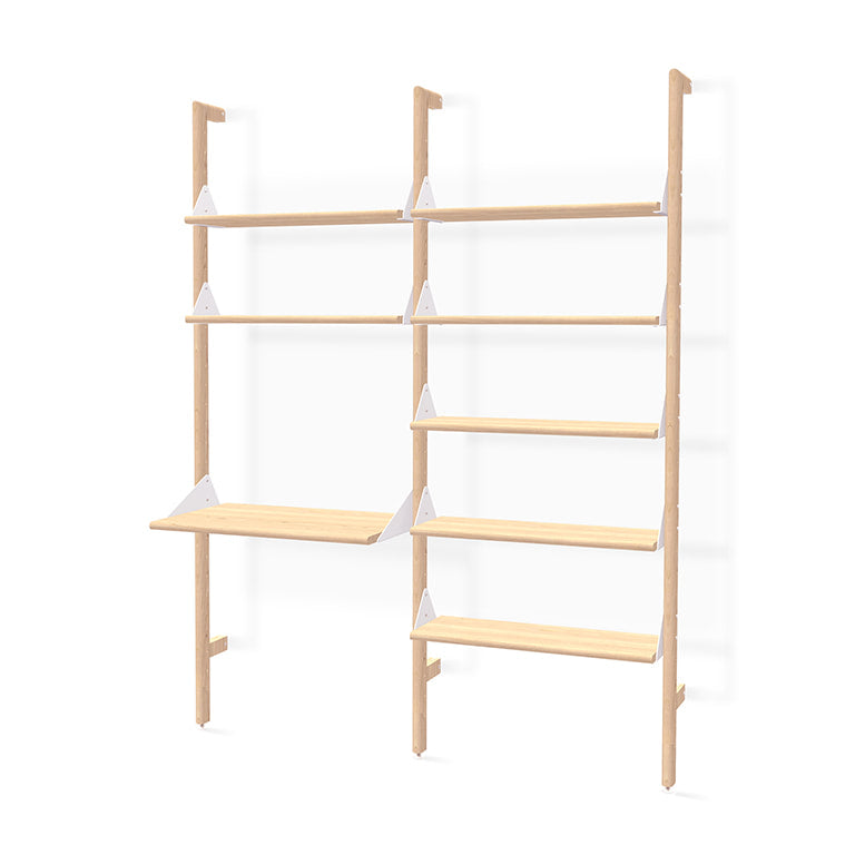Gus* Modern BRANCH-2 blonde / white / blonde ash shelving unit w/ desk