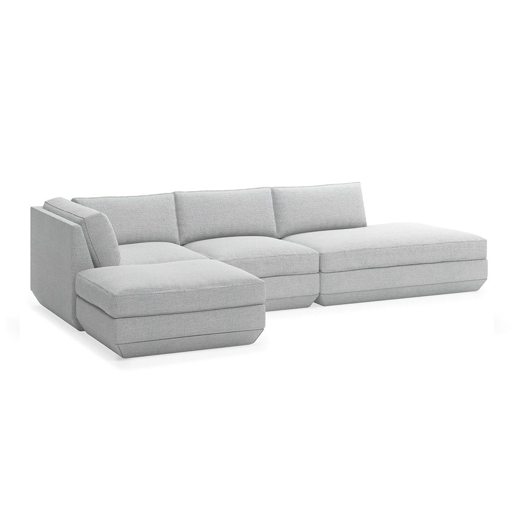 Gus* Modern PODIUM 4PC Lounge Sectional B | Left - Bayview Silver