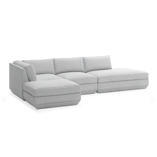 Gus* Modern PODIUM 4PC Lounge Sectional B | Left - Bayview Silver