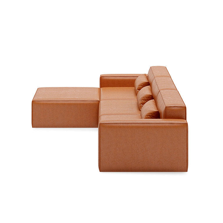 Gus* Modern MIX MODULAR Vegan Appleskin Leather Cognac 4pc sectional