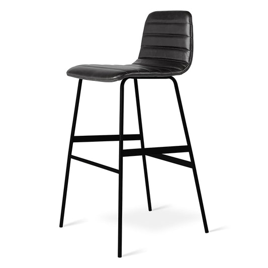 Gus* Modern LECTURE Saddle Black leather bar stool