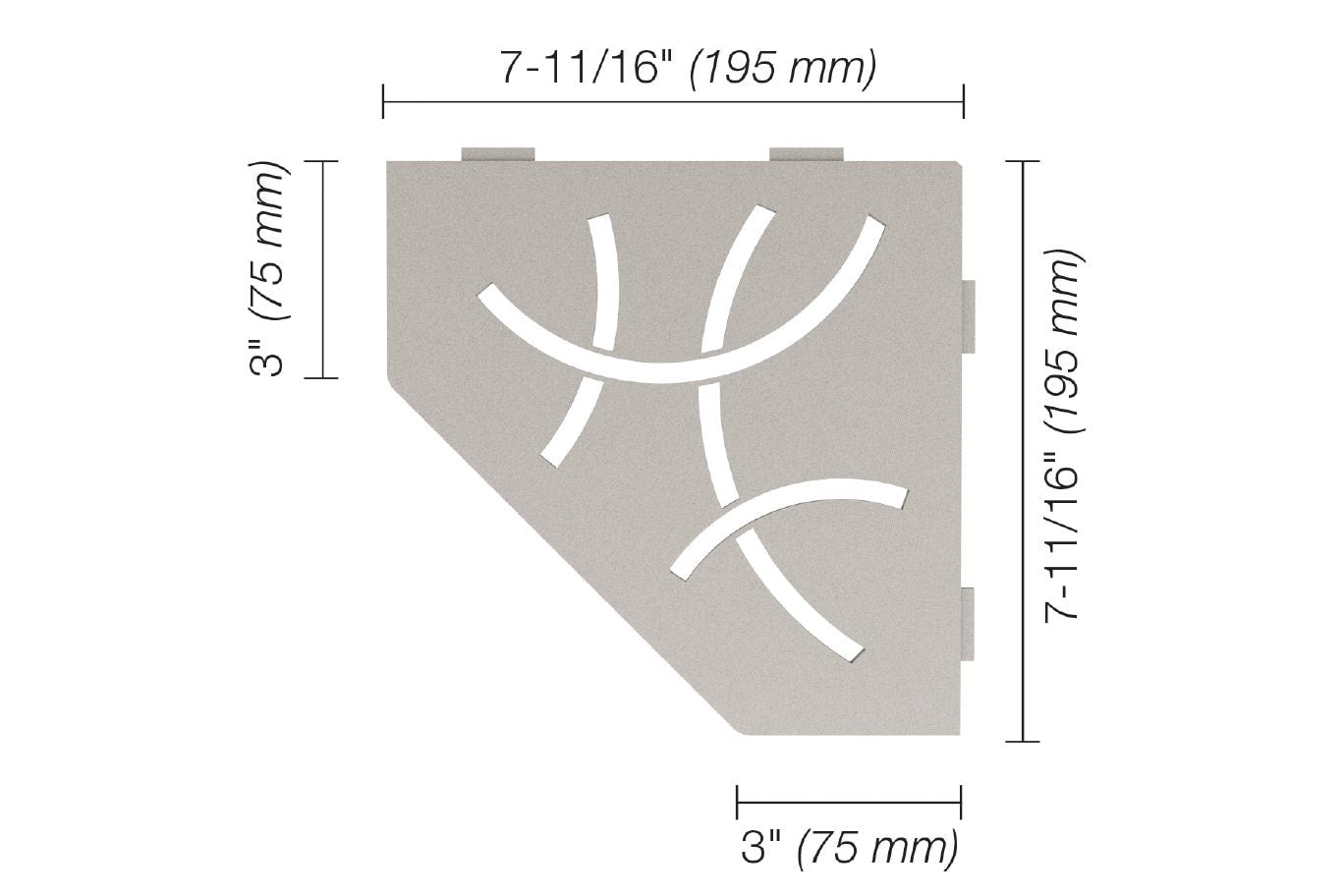 Schluter® CURVE Greige SHELF-E pentagonal shelf