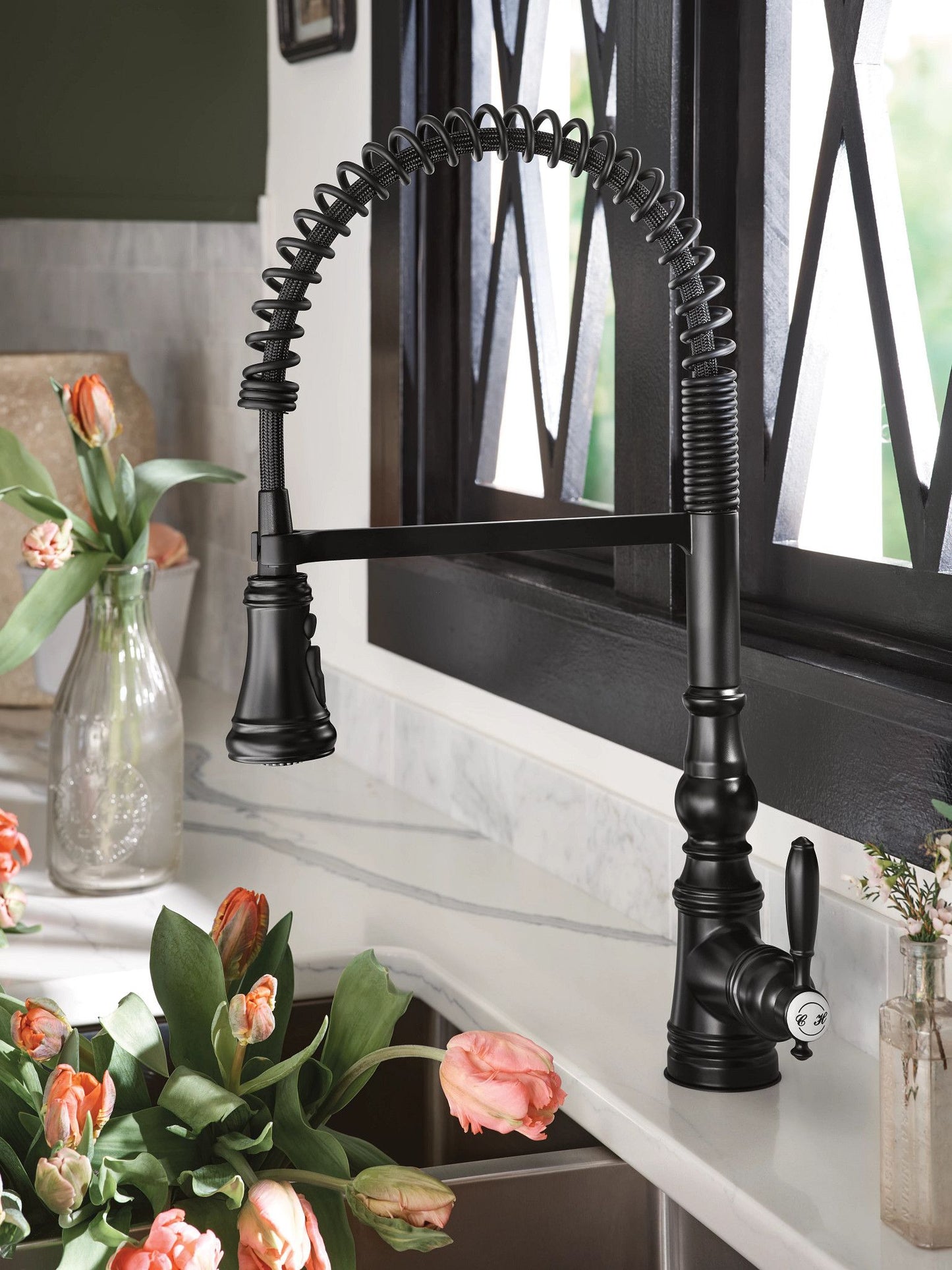 Moen WEYMOUTH® Oil Rubbed Bronze spring pulldown kitchen faucet
