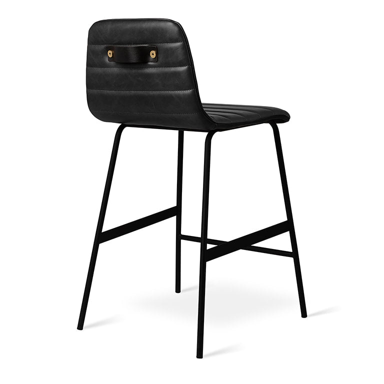 Gus* Modern LECTURE Saddle Black leather counter stool
