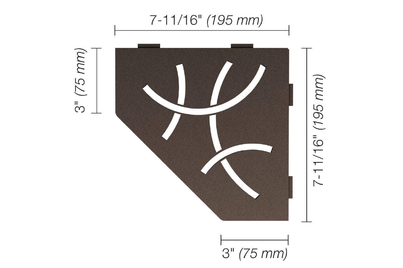 Schluter® CURVE Bronze SHELF-E pentagonal shelf