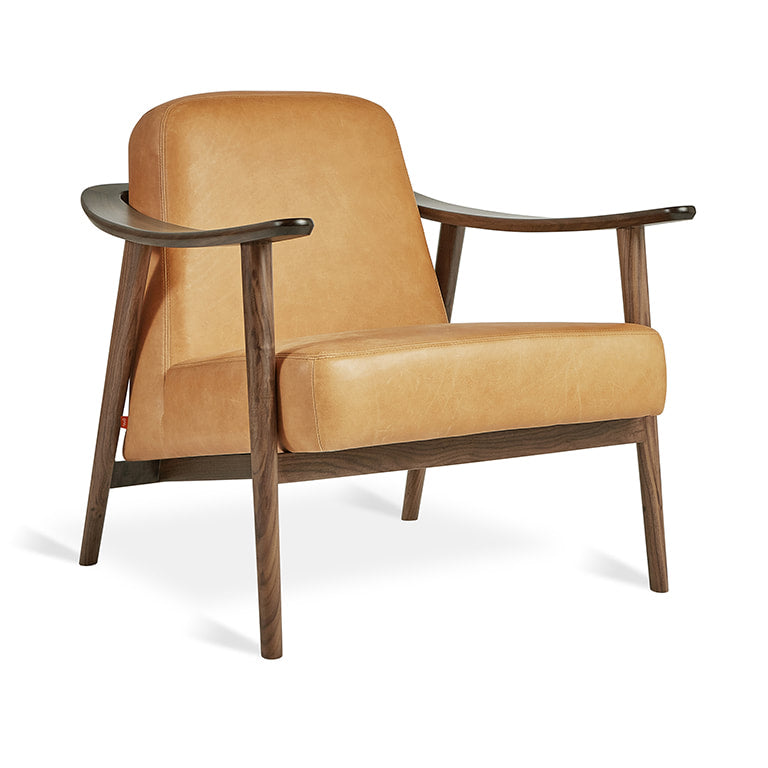 Gus* Modern BALTIC Canyon Whiskey Leather with Walnut chair
