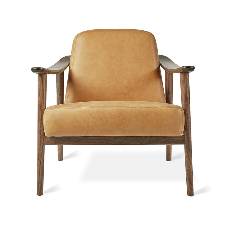 Gus* Modern BALTIC Canyon Whiskey Leather with Walnut chair