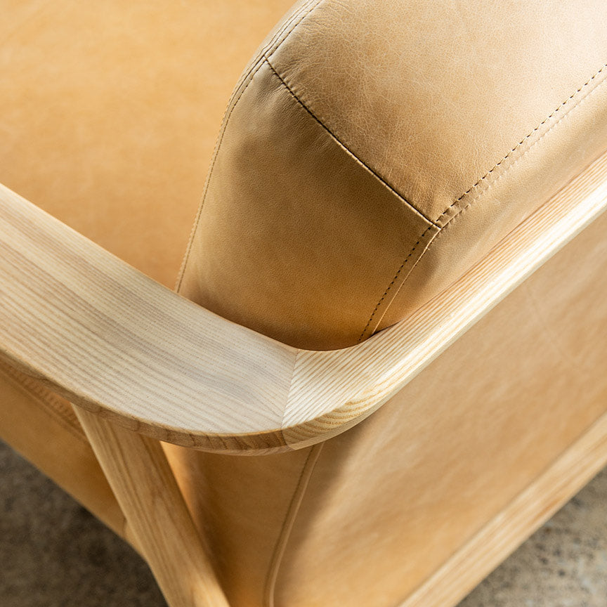 Gus* Modern BALTIC Canyon Whiskey Leather with Walnut chair