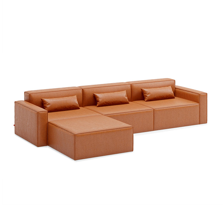 Gus* Modern MIX MODULAR Vegan Appleskin Leather Cognac 4pc sectional