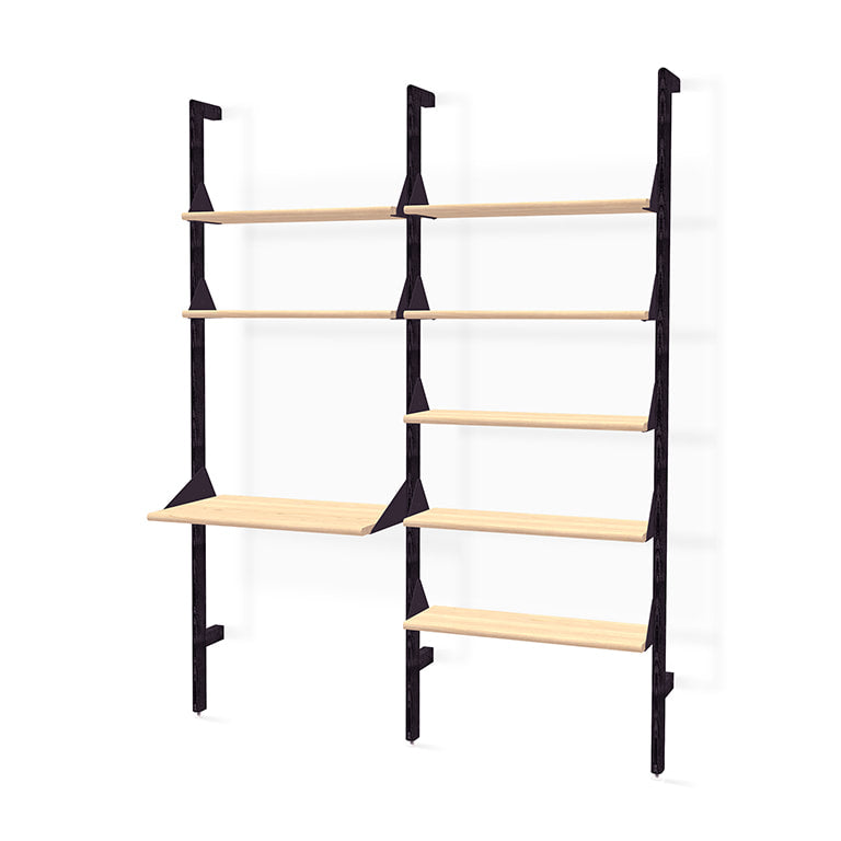 Gus* Modern BRANCH-2 black / black / blonde ash shelving unit w/ desk