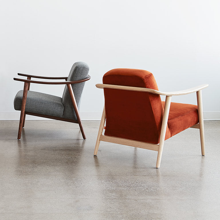 Gus* Modern BALTIC Velvet Russet chair with Natural Ash frame