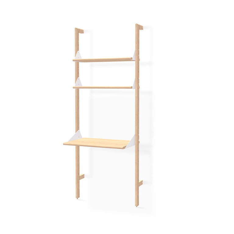 Gus* Modern BRANCH-1 blonde / white / blonde ash shelving unit w/ desk