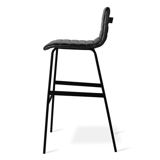Gus* Modern LECTURE Saddle Black leather bar stool