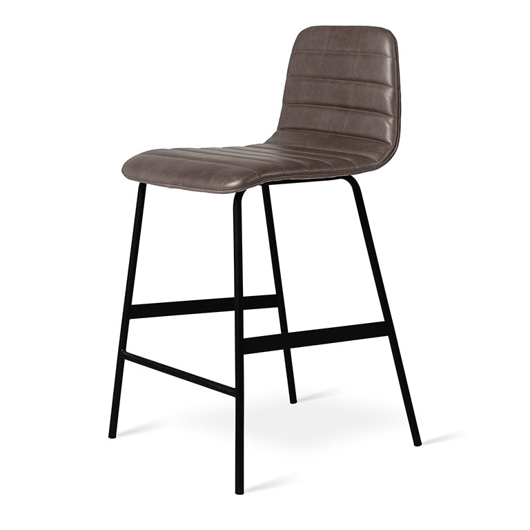 Gus* Modern LECTURE Saddle Grey leather counter stool
