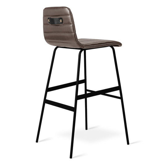 Gus* Modern LECTURE Saddle Grey leather bar stool