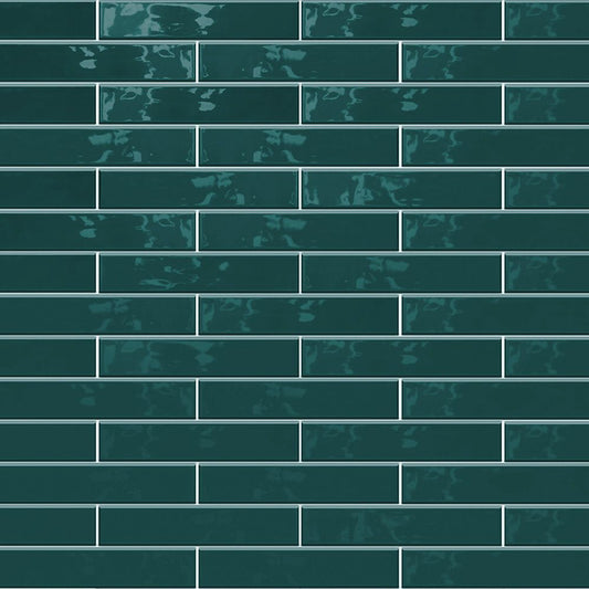 GRACE Petrol 2 x 10 glossy wall tile