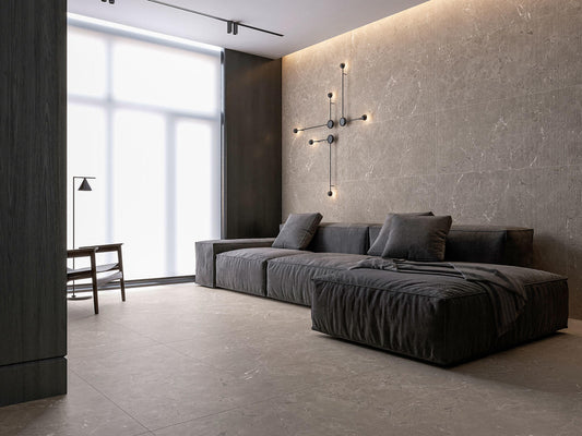 NEEKO Taupe "Decor" 24 x 48 stone effect matte floor / wall tile