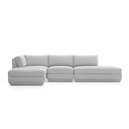 Gus* Modern PODIUM 4PC Lounge Sectional B | Left - Bayview Silver
