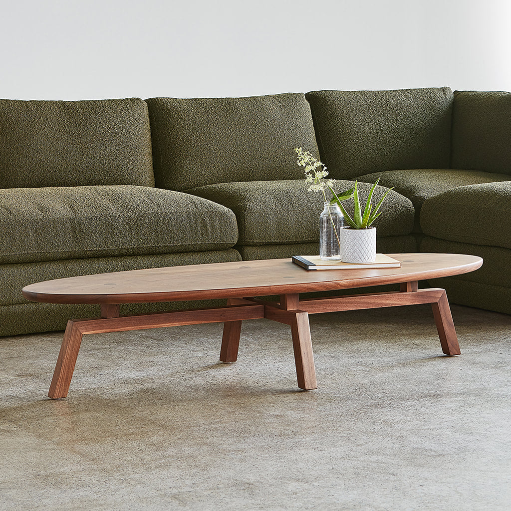 Gus* Modern SOLANA Natural Walnut oval coffee table