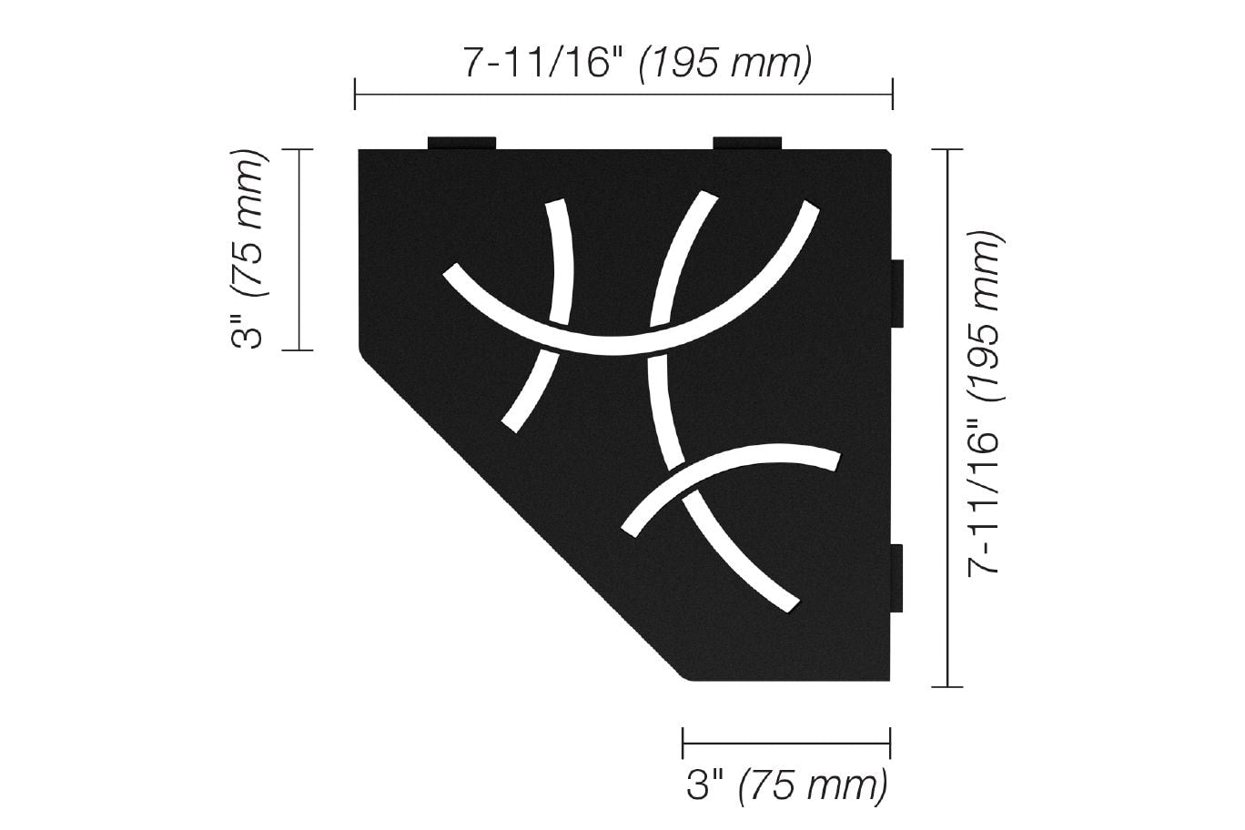 Schluter® CURVE Matte Black SHELF-E pentagonal shelf
