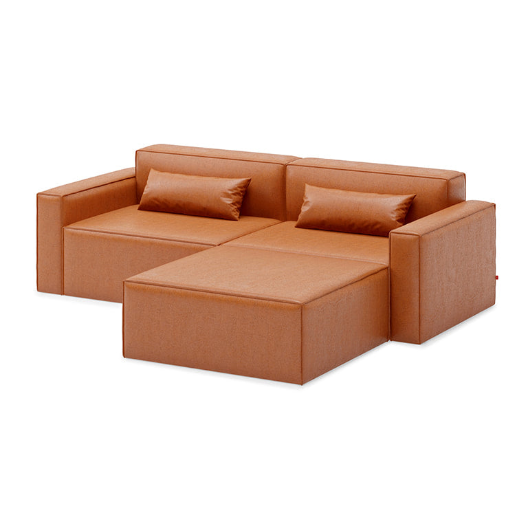 Gus* Modern MIX MODULAR Vegan Appleskin Leather Cognac 3pc sectional