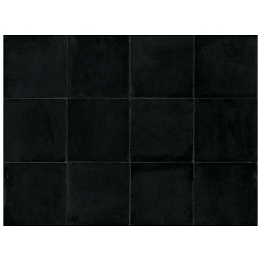 MEMORIA Nero 6 x 6 zellige style matte floor / wall tile