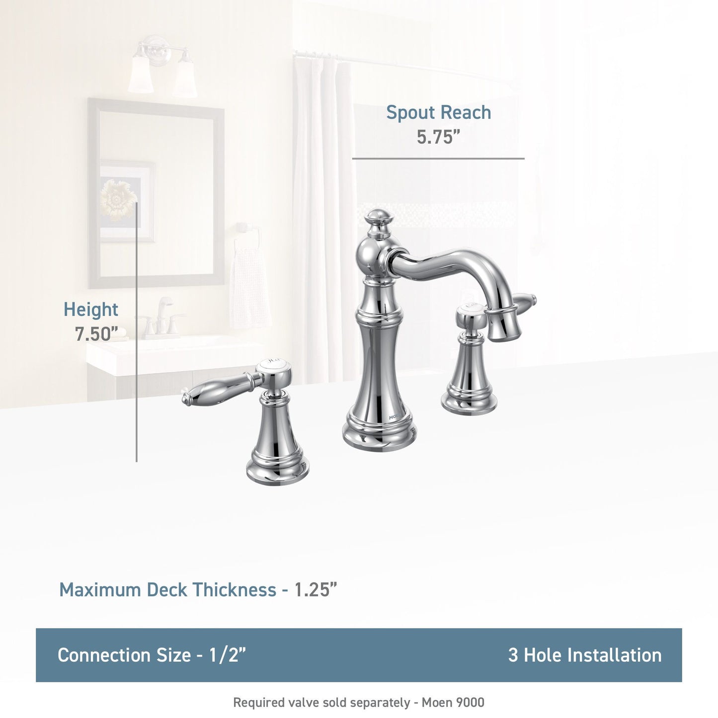 Moen WEYMOUTH® Brushed Gold widespread vanity faucet - X handle
