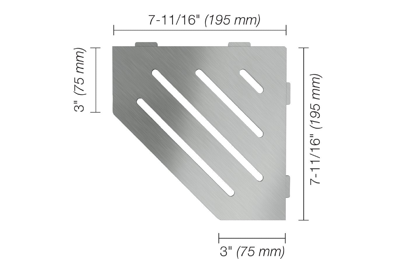 Schluter® WAVE Stainless SHELF-E pentagonal shelf