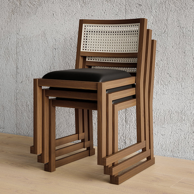 Gus* Modern EGLINTON Walnut w/ Vinyl Noir dining chair
