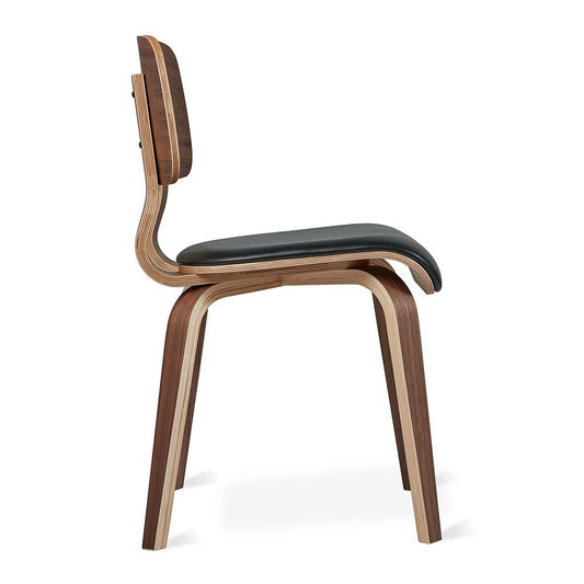 Gus* Modern CARDINAL walnut / black leather dining chair