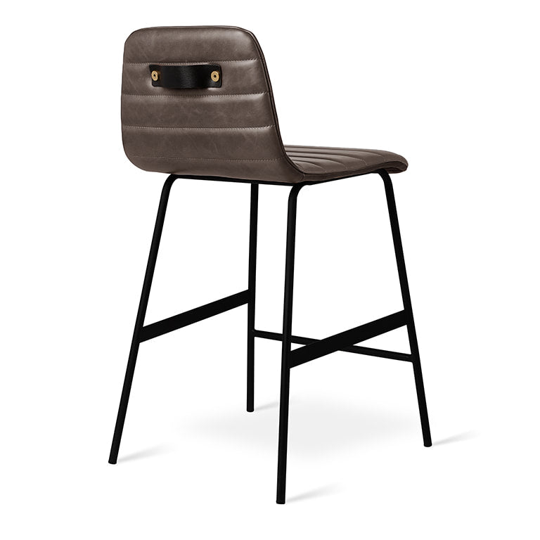 Gus* Modern LECTURE Saddle Grey leather counter stool