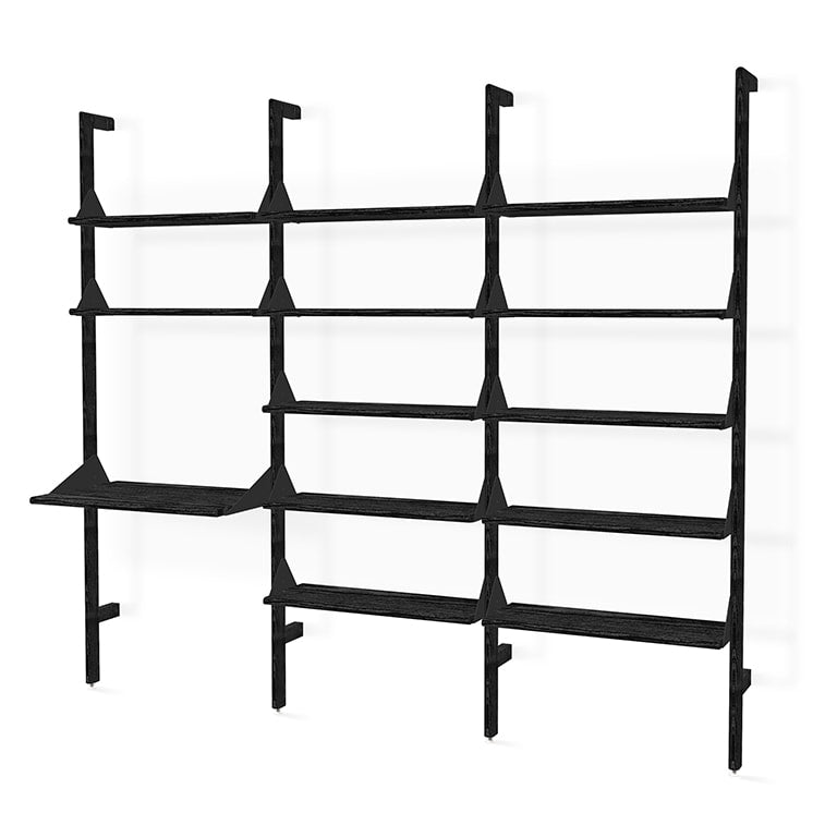 Gus* Modern BRANCH-3 Black Ash shelving unit with desk