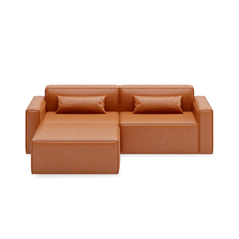 Gus* Modern MIX MODULAR Vegan Appleskin Leather Cognac 3pc sectional